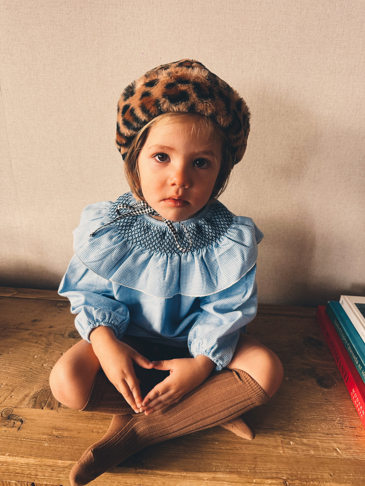 Blusa Smock Volumen Gallito Azul