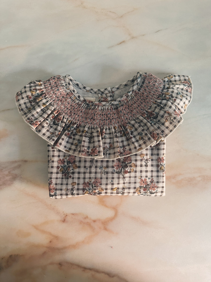 Blusa Smock Vichy Flores