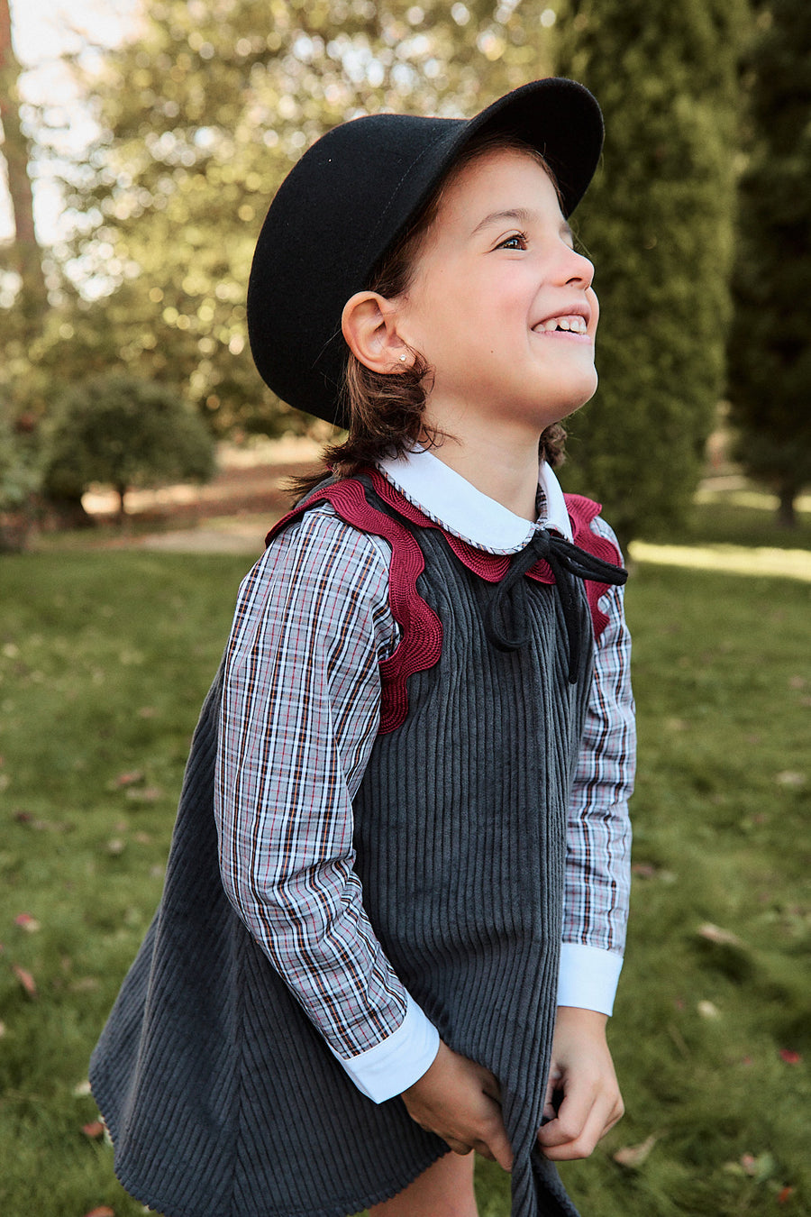 Blusa Vintage Escocés Popelín Gris