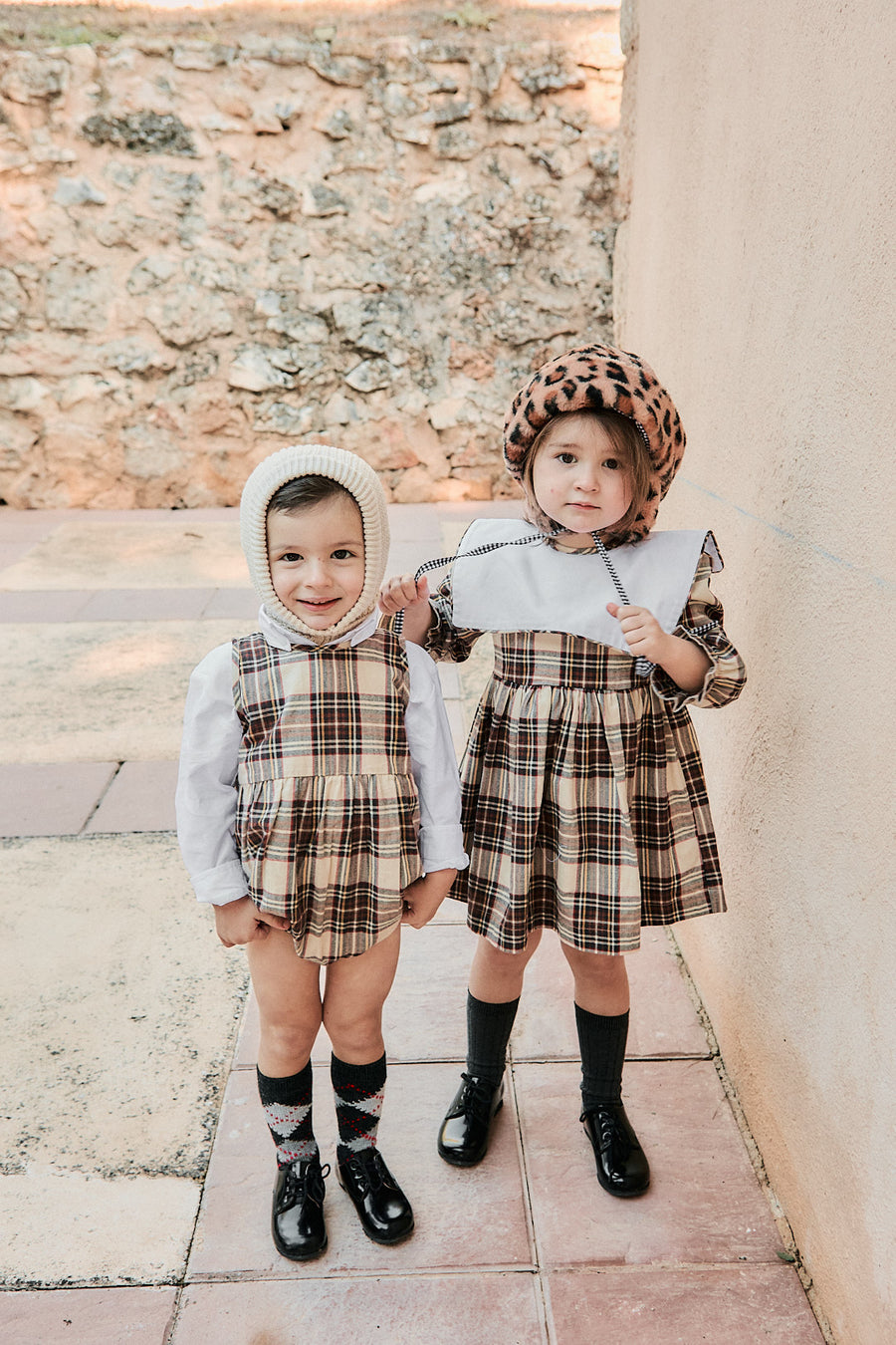 Vestido Baberola Escocés Viyela Marrón