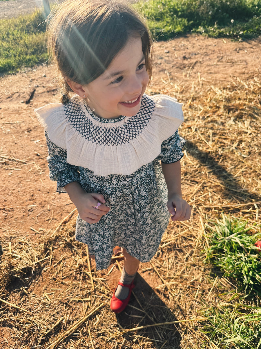 Vestido Vintage Flores Azul