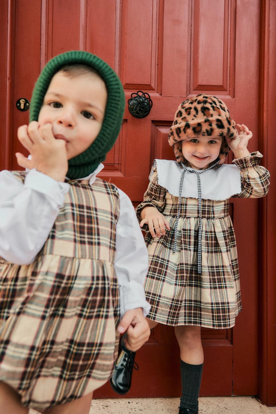 Vestido Baberola Escocés Viyela Marrón