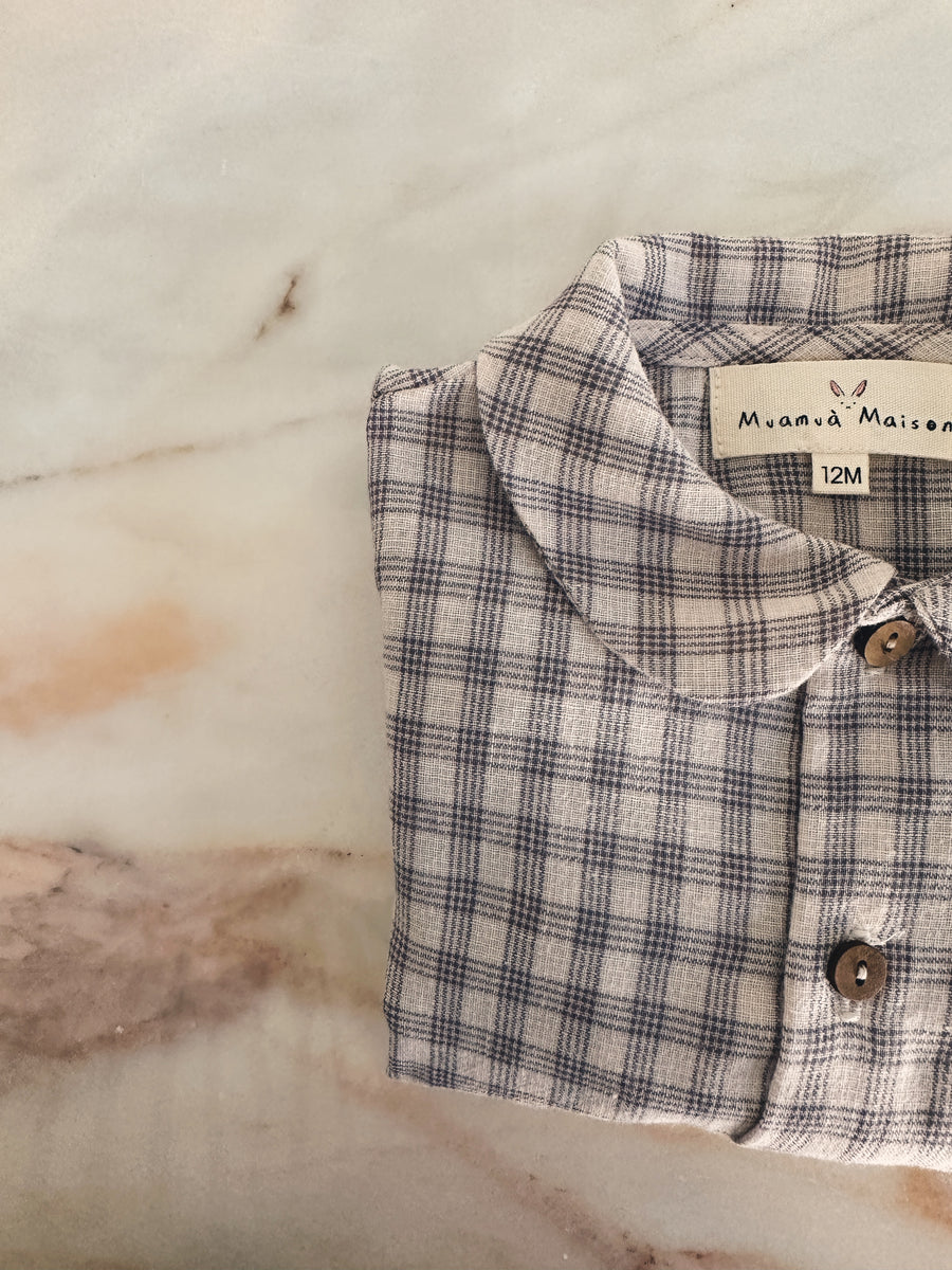 Camisa Bebé Cuadros Beige