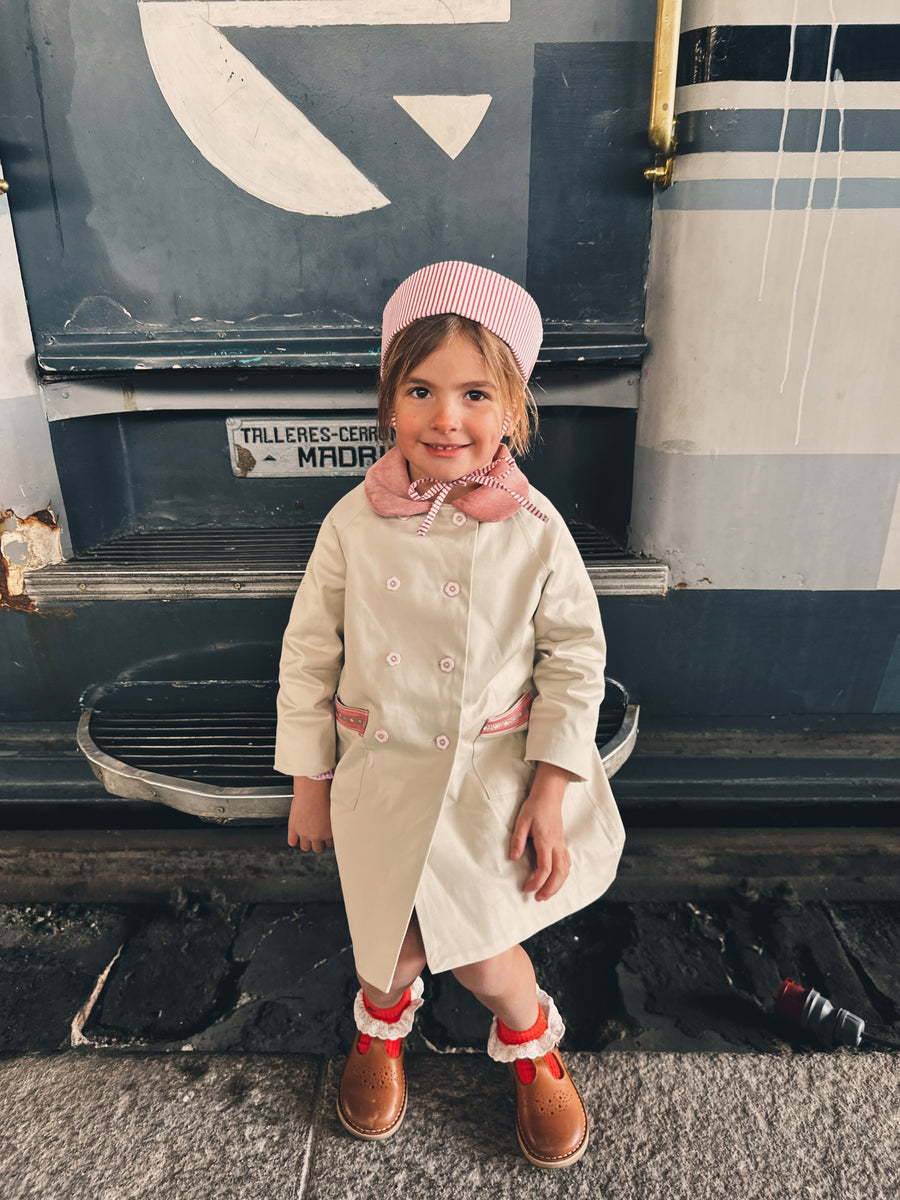 Gabardina Niña Beige y Rosita