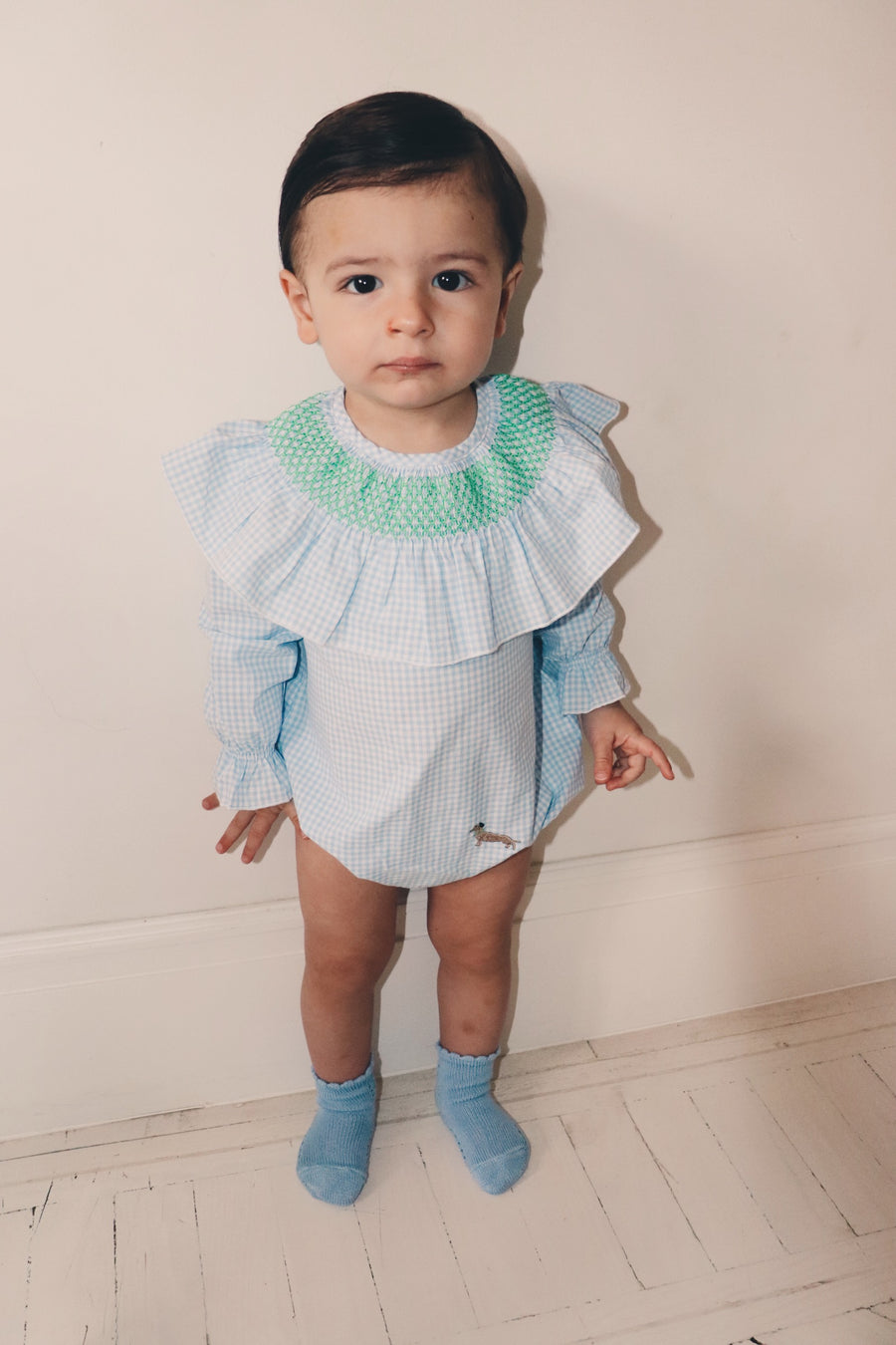 Ranita Smock Vichy Azul Bebé