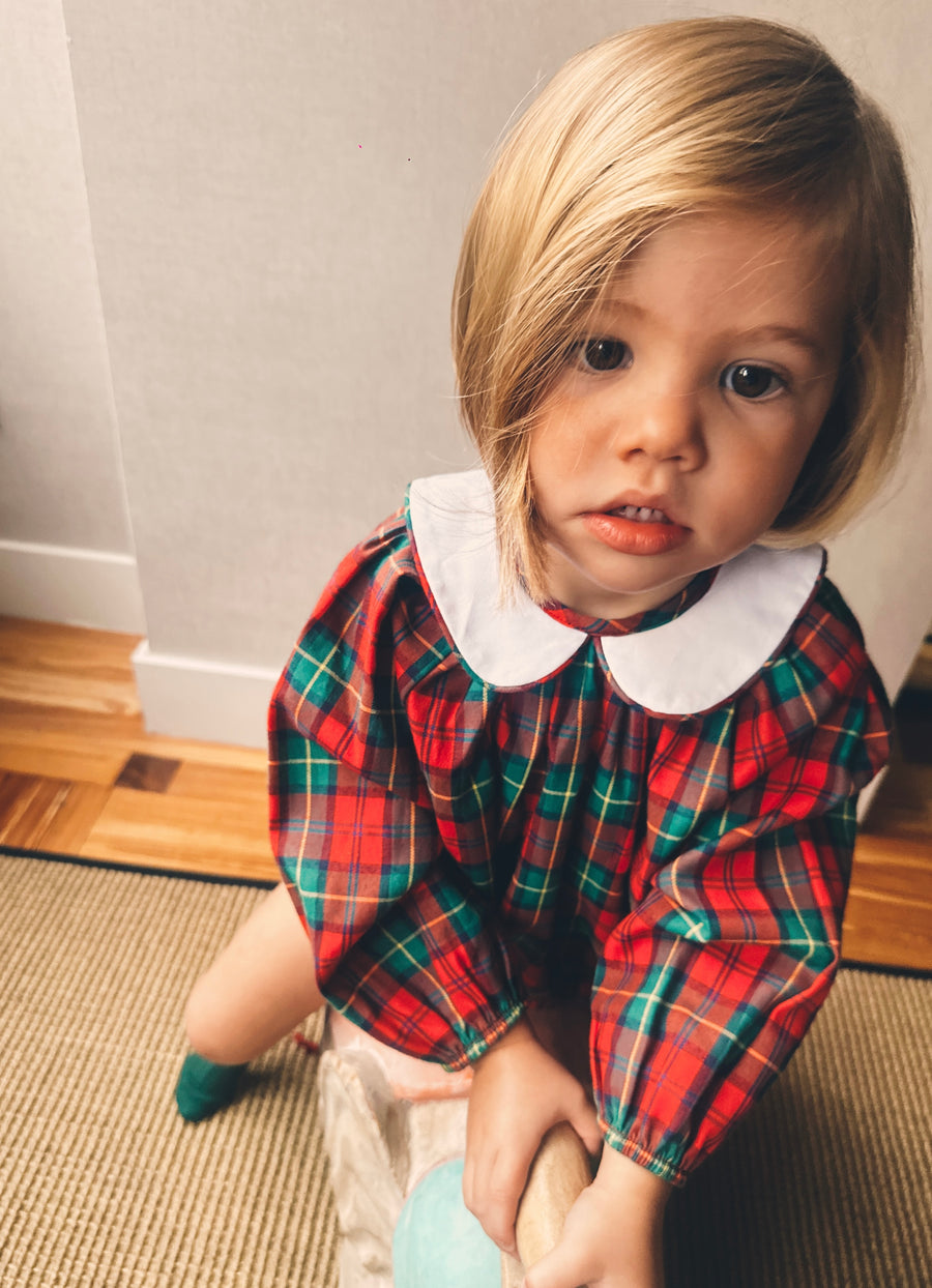 Ranita Cuello Bebé Escocés Viyela Rojo