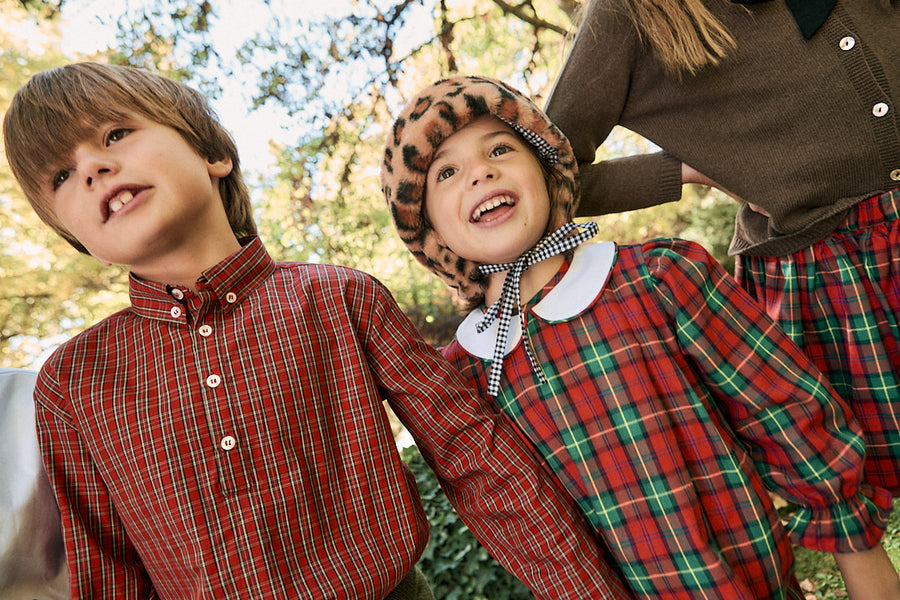 Polera Escocés Popelín Rojo