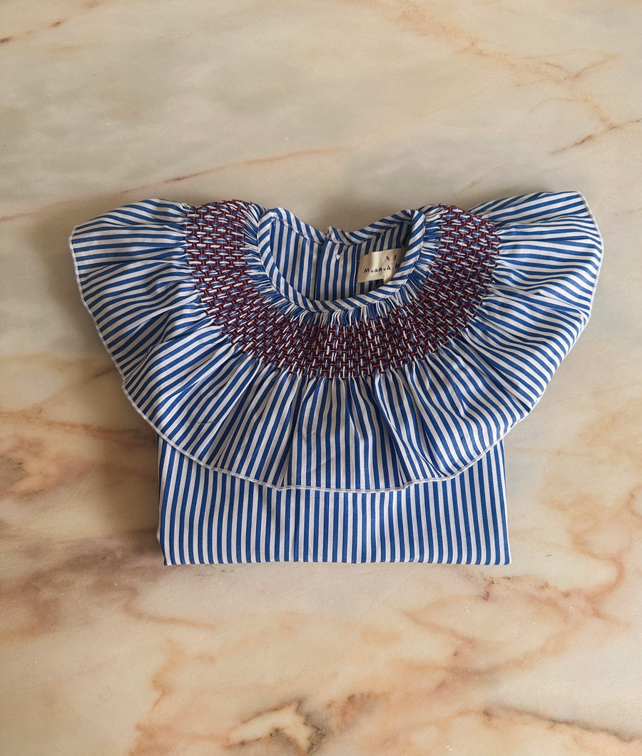 Blusa Smock Rayas Azul