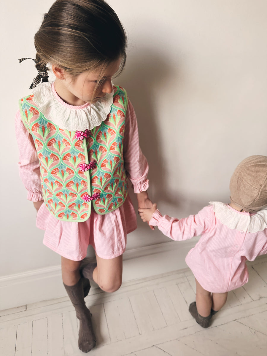 Blusa Puntilla Rayas Rosas