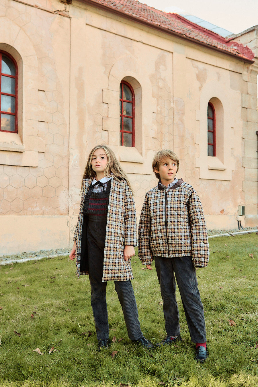 Bomber Niño Cuadros Gris