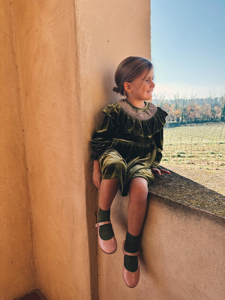 Vestido Smock Terciopelo Verde