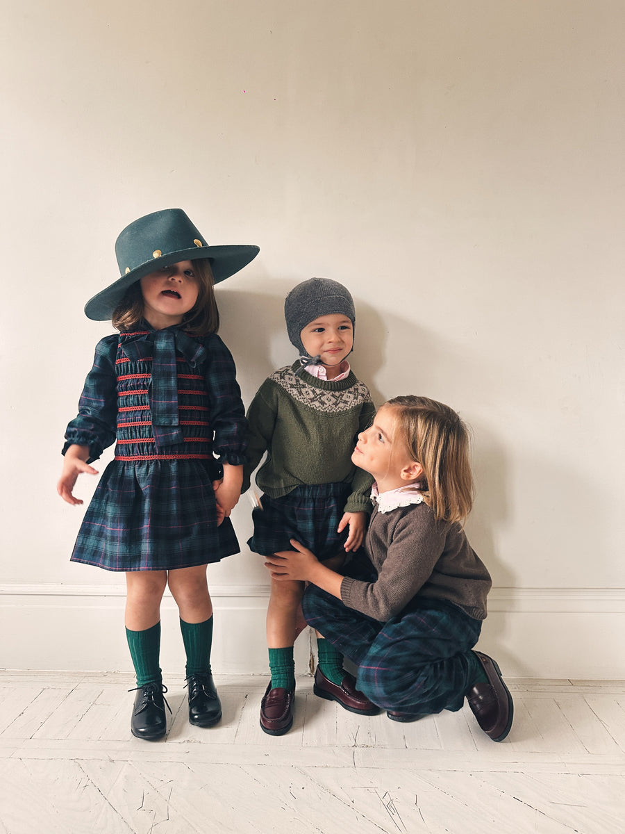 Calcetín alto canalé Verde Botella