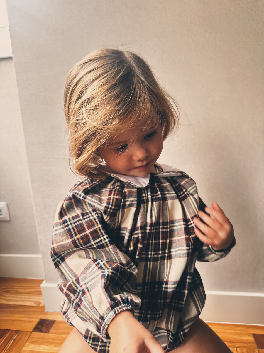 Ranita Cuello Bebé Escocés Viyela Marrón