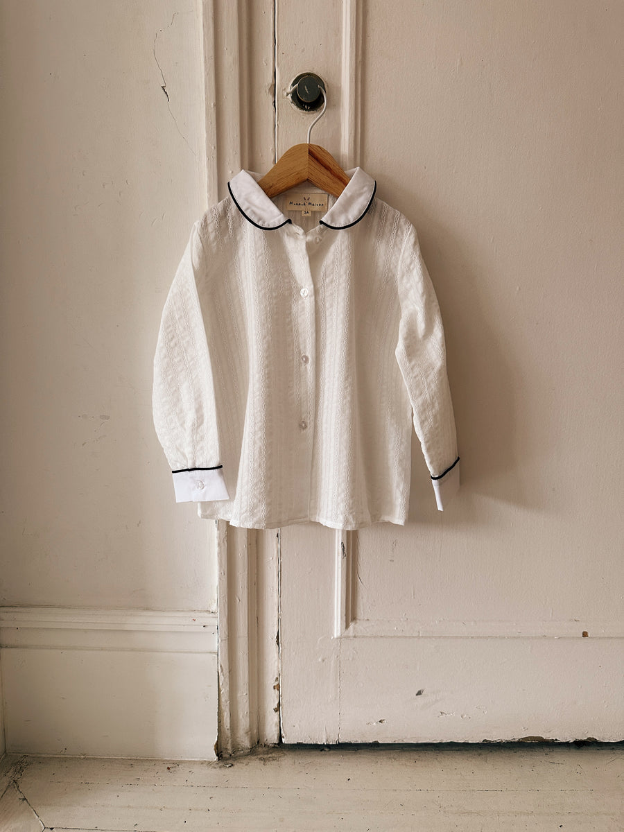 Blusa Vintage Jacquard Blanca