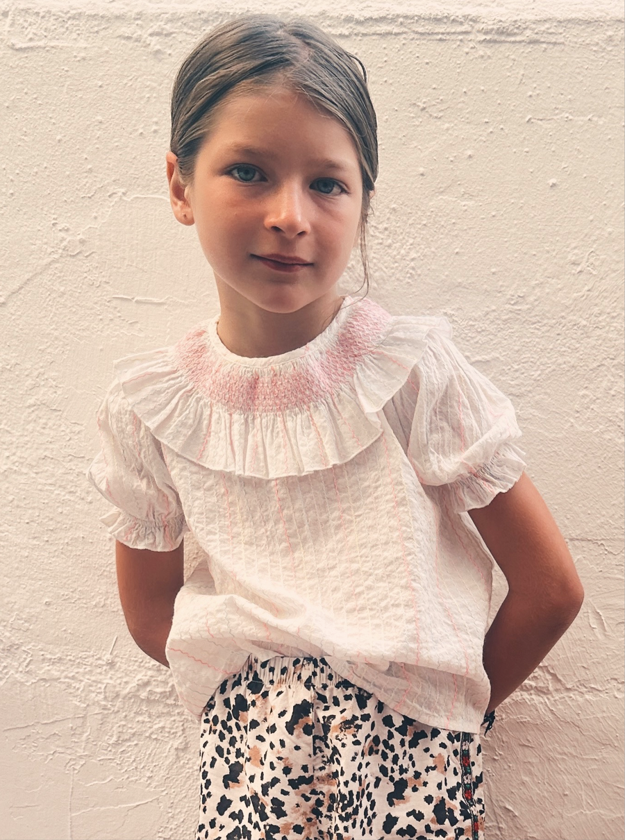 Blusa Smock Blanca Bordada Colores