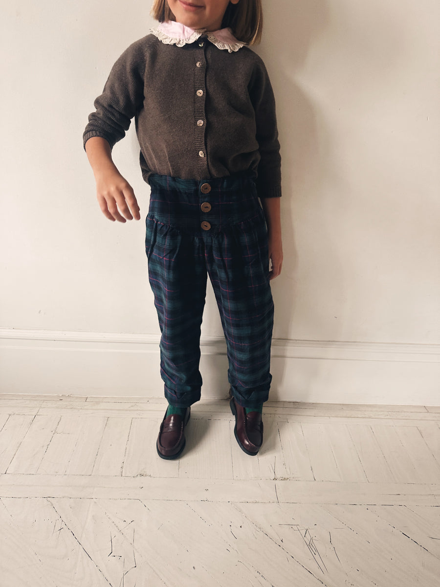 Pantalón Bombacho Escocés Viyela Azul