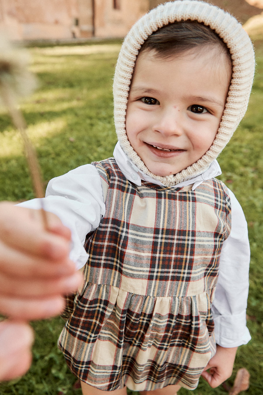 Peto Bebé Vintage Escocés Viyela Marrón