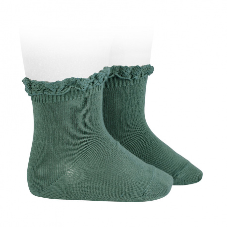 Calcetín bajo con puntilla - Verde