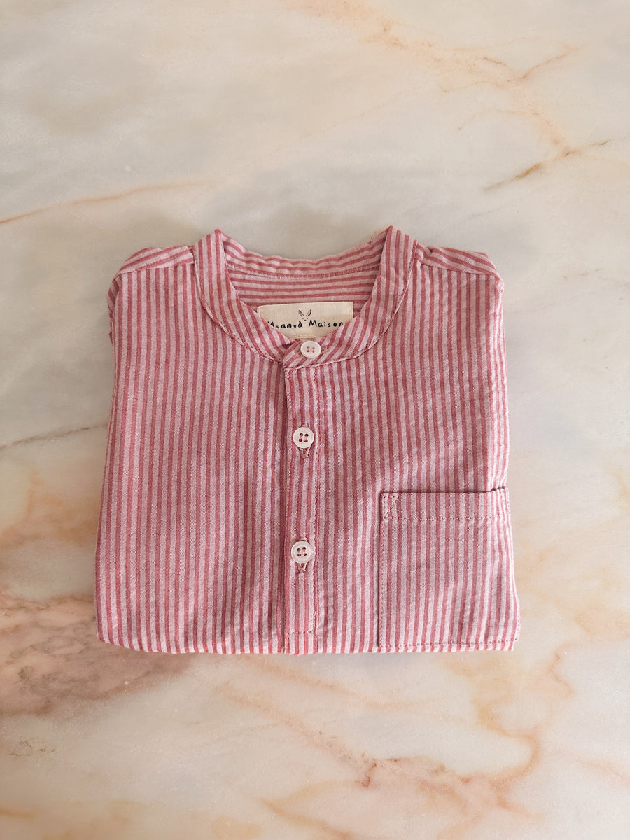Camisa Mao Rayas Rojas
