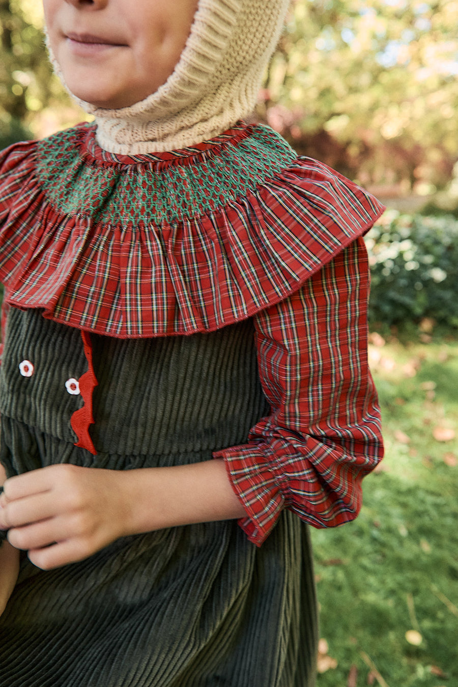 Blusa Smock Escocés Popelín Rojo