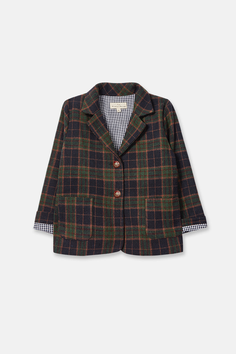 Blazer Niña Cuadros Azul