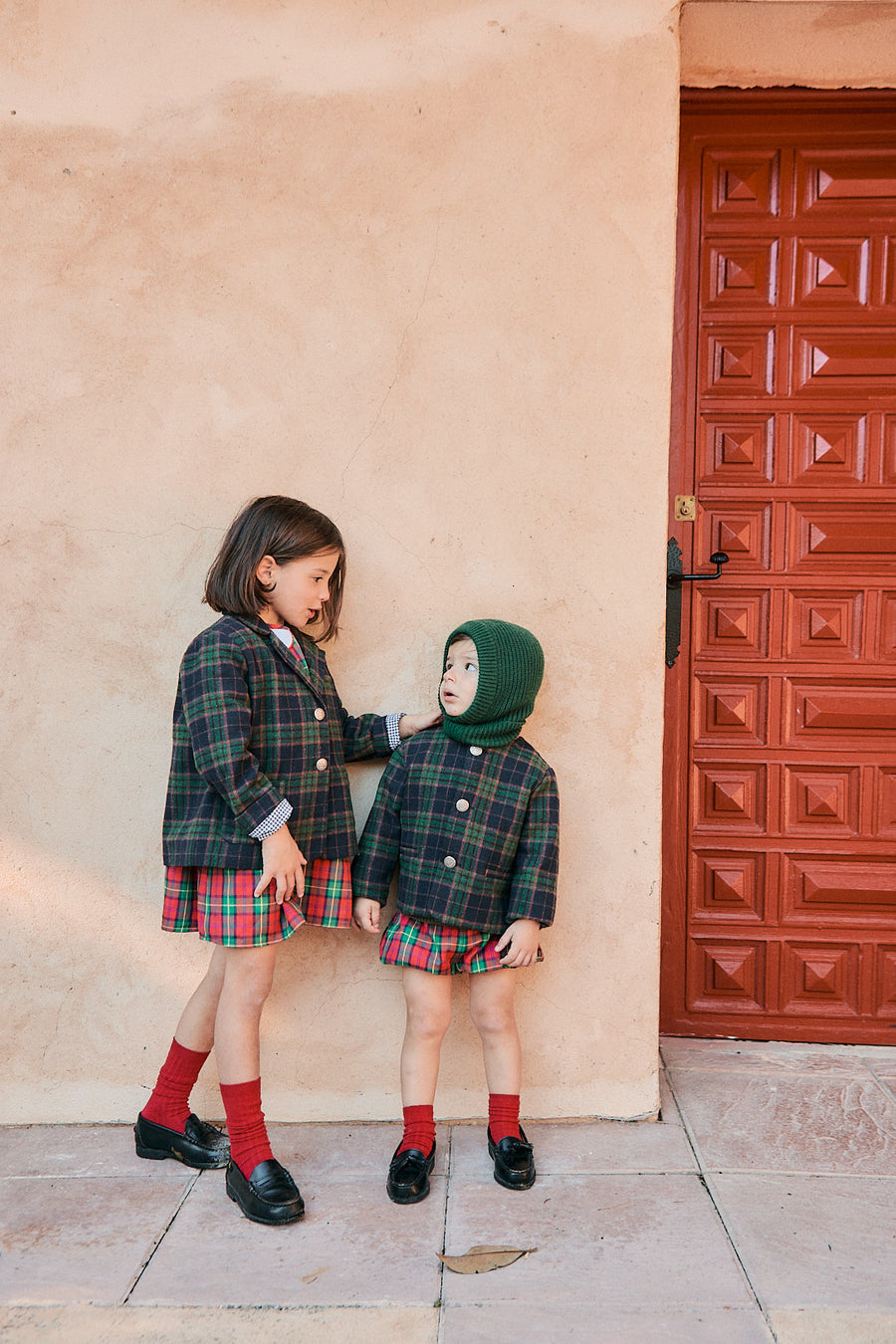 Blazer Niña Cuadros Azul