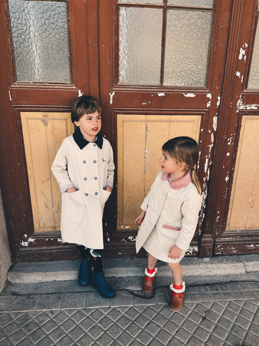 Gabardina Niña Beige y Rosita