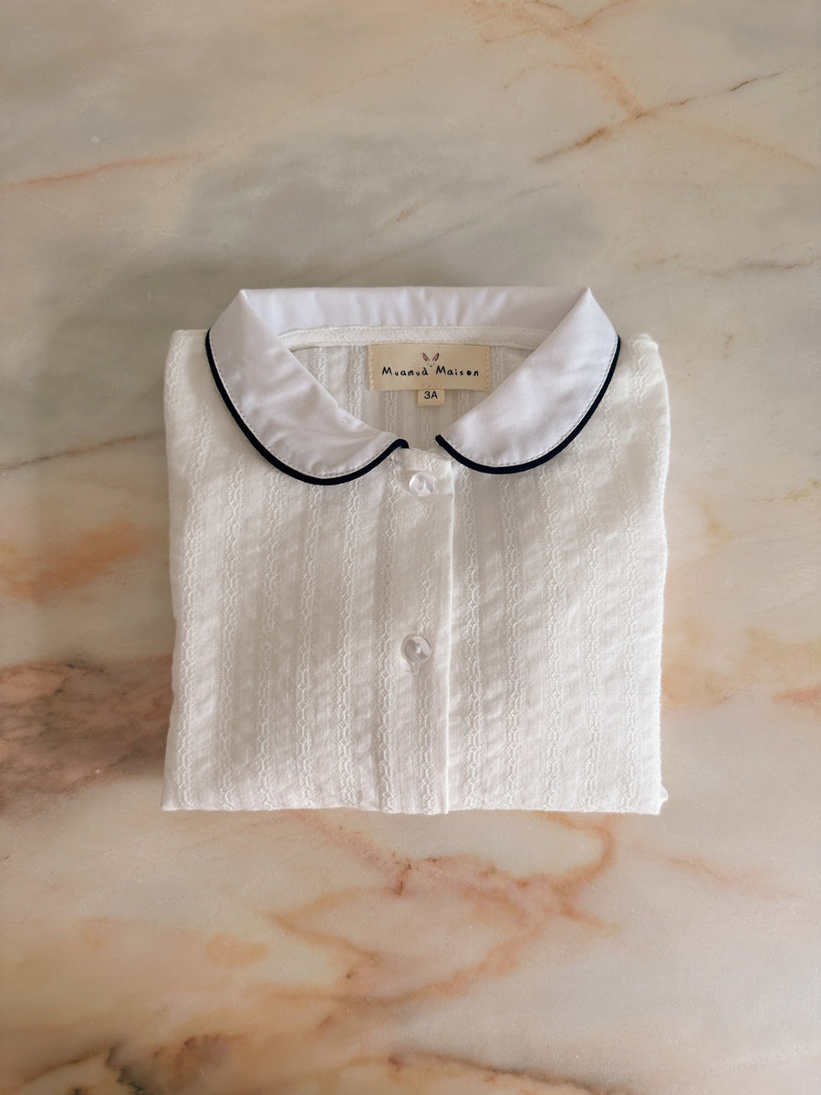 Blusa Vintage Jacquard Blanca
