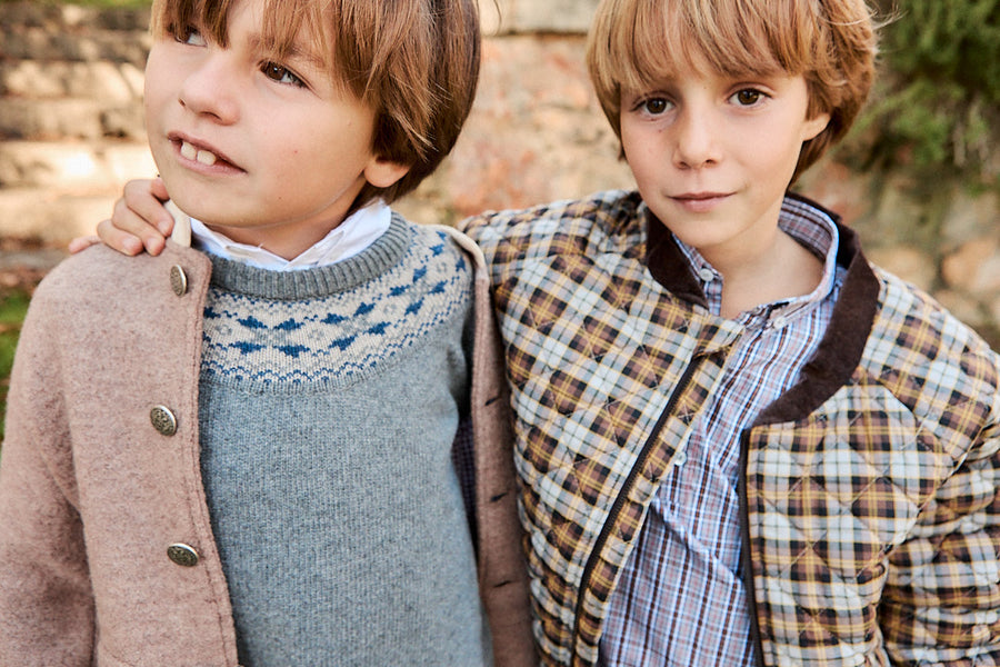 Bomber Niño Cuadros Gris