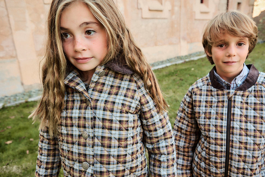 Bomber Niño Cuadros Gris