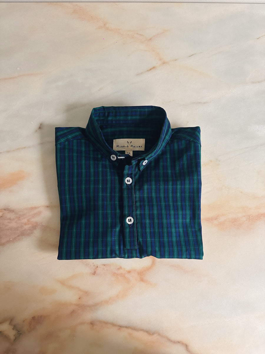 Polera Escocés Popelín Azul