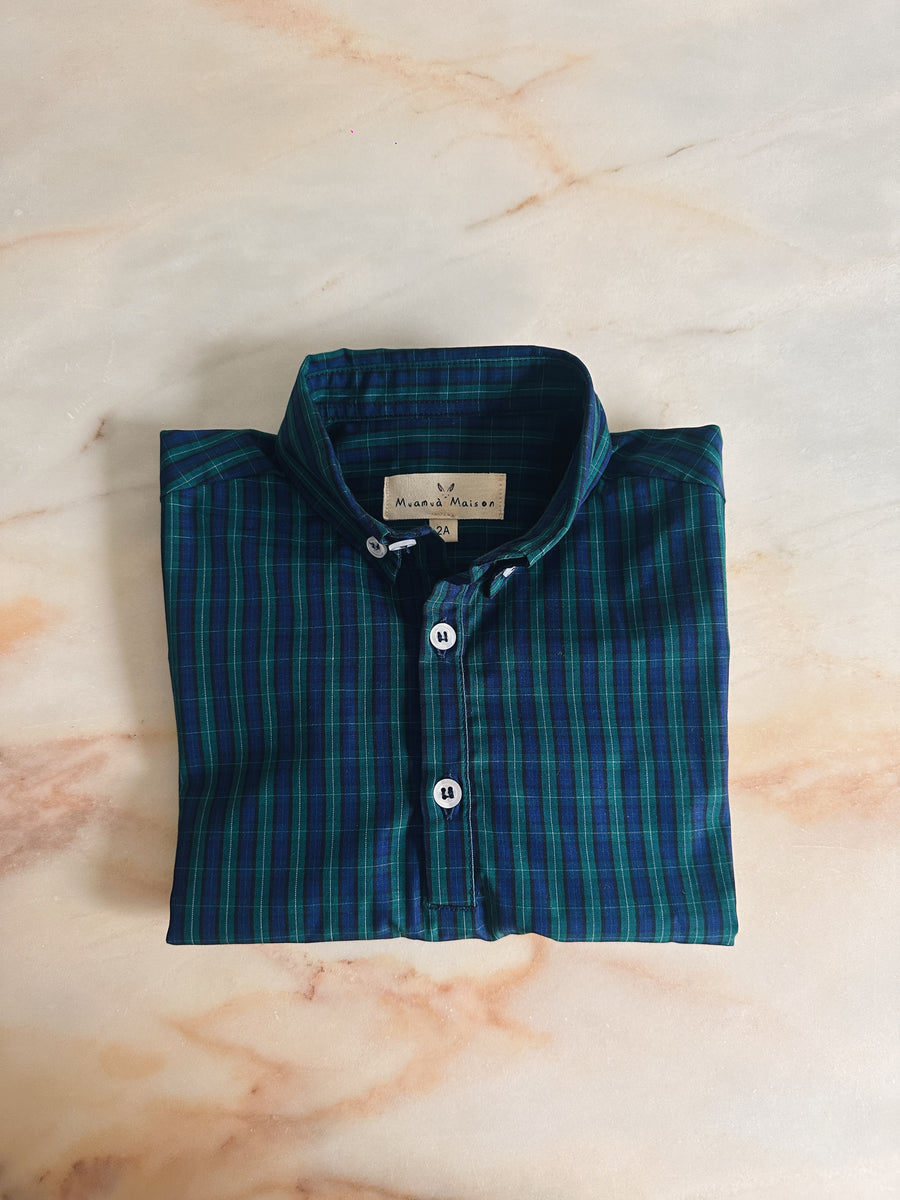 Polera Escocés Popelín Azul