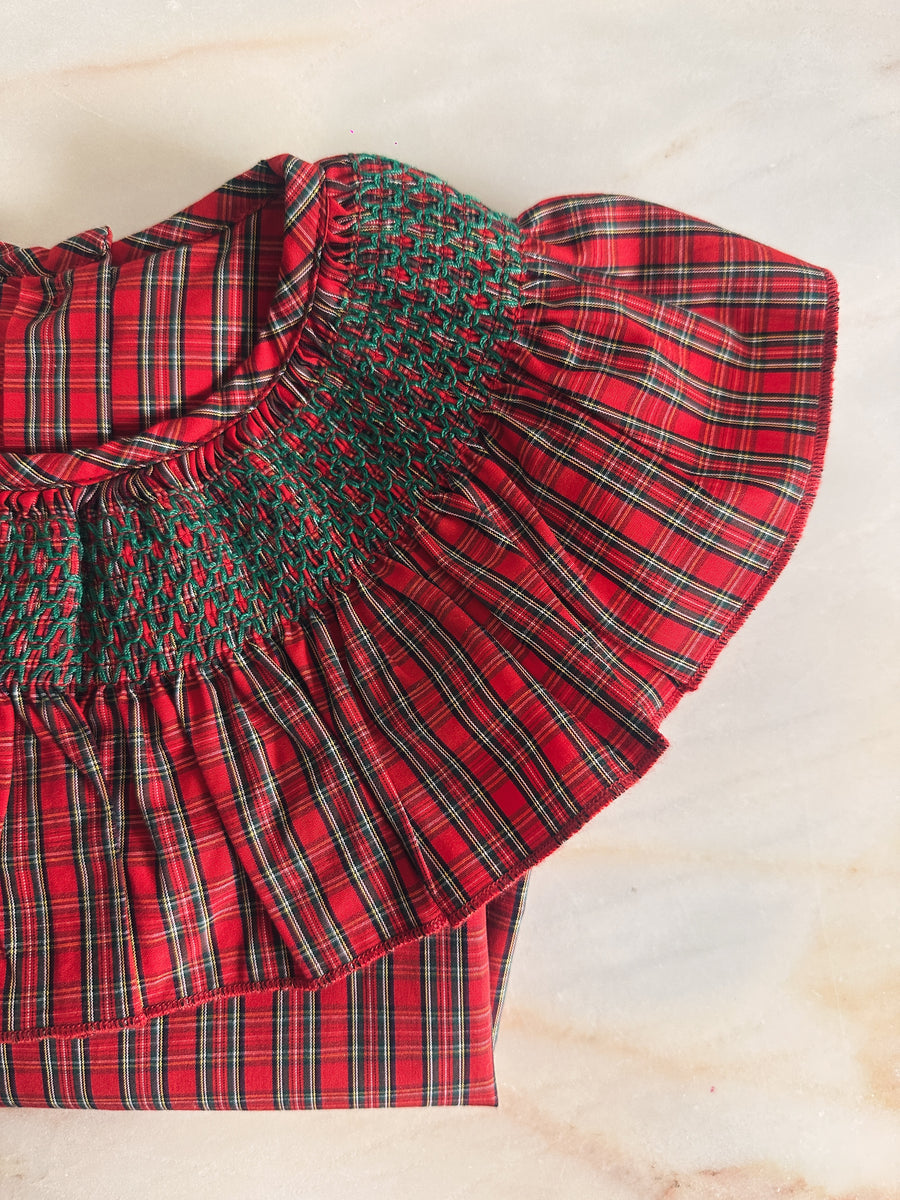 Blusa Smock Escocés Popelín Rojo