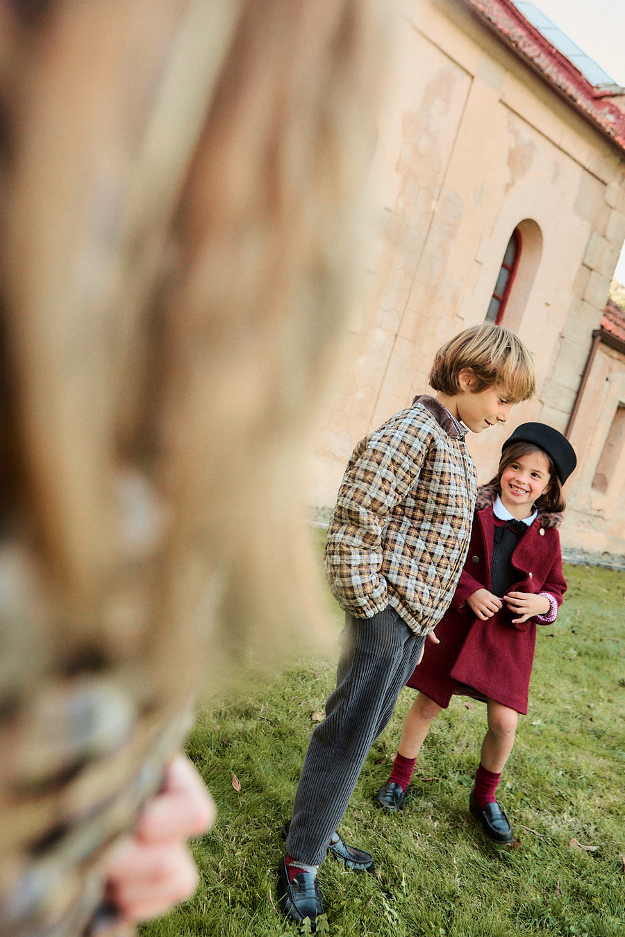 Calcetín alto canalé Granate