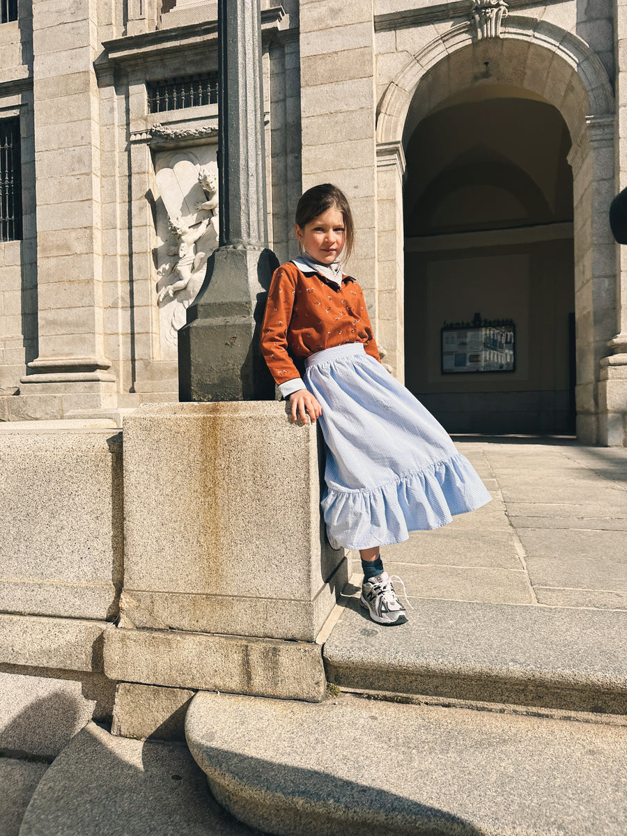 Falda Midi Rayas Azul