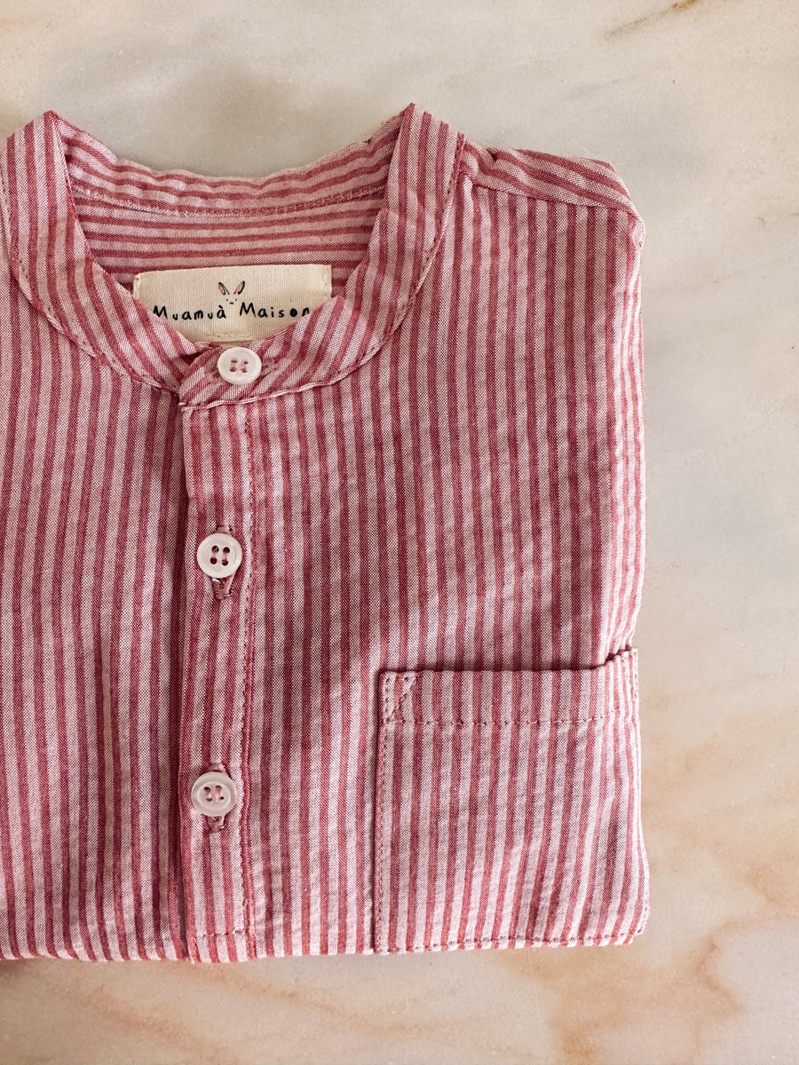 Camisa Mao Rayas Rojas