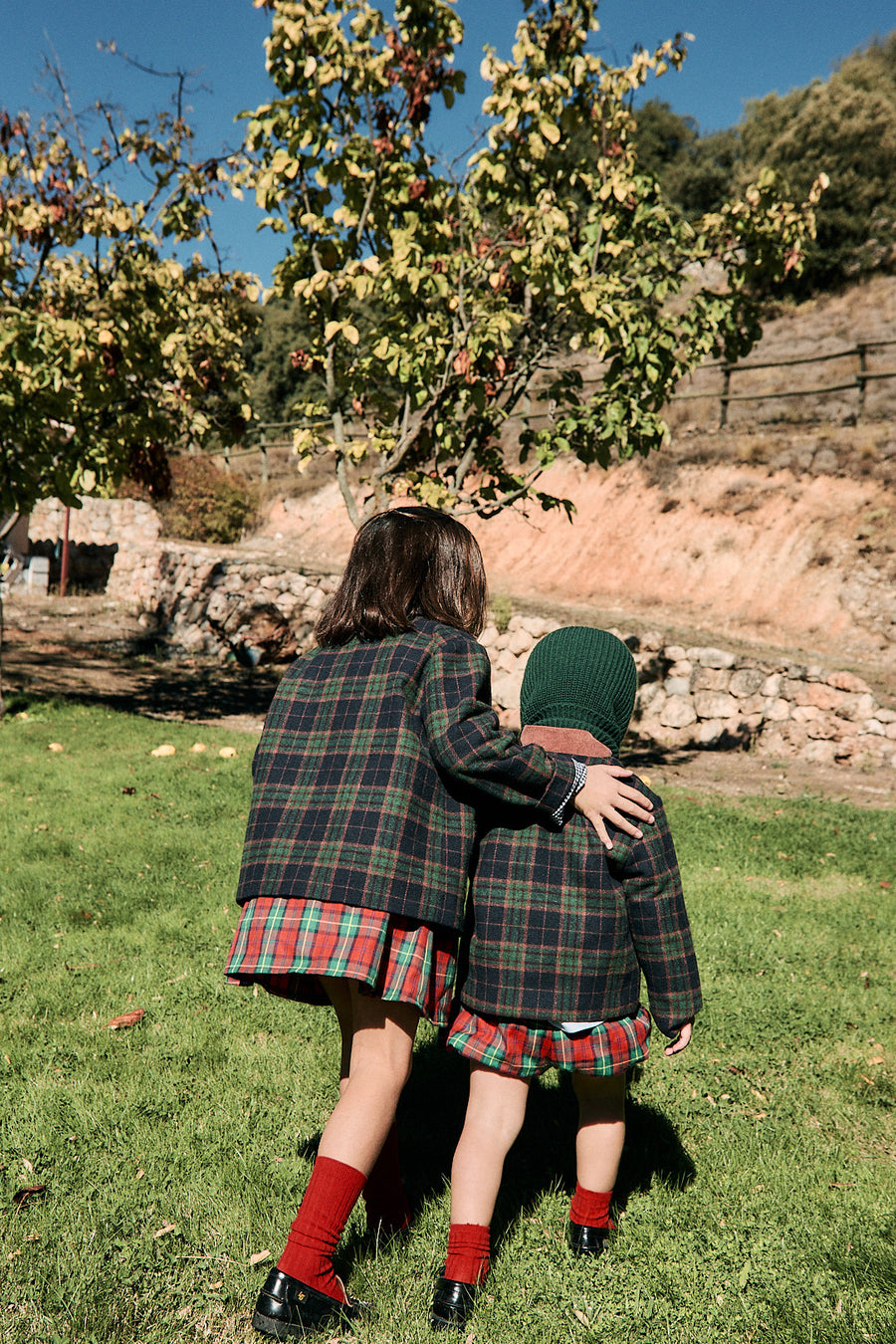 Blazer Niña Cuadros Azul