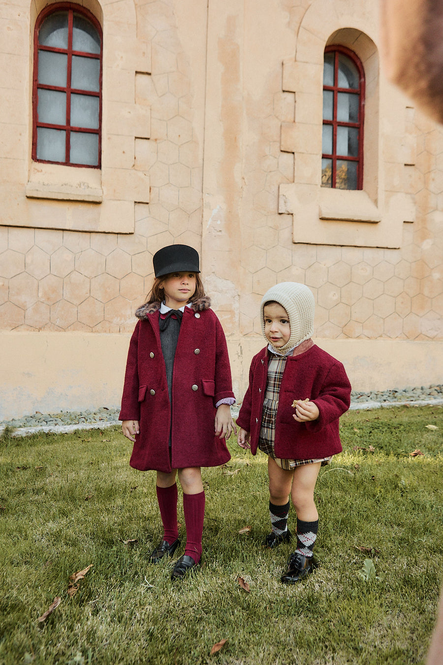 Abrigo Niña Lana Burdeos