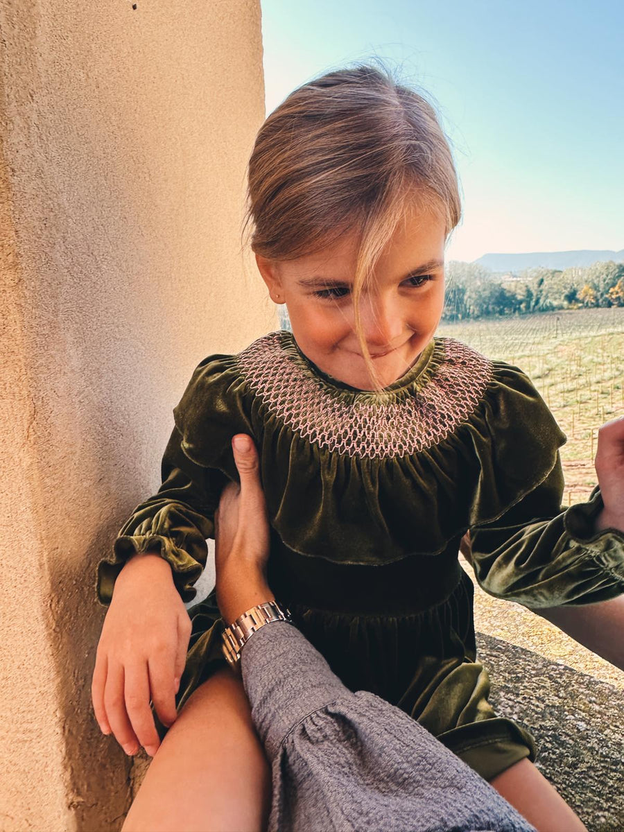 Vestido Smock Terciopelo Verde