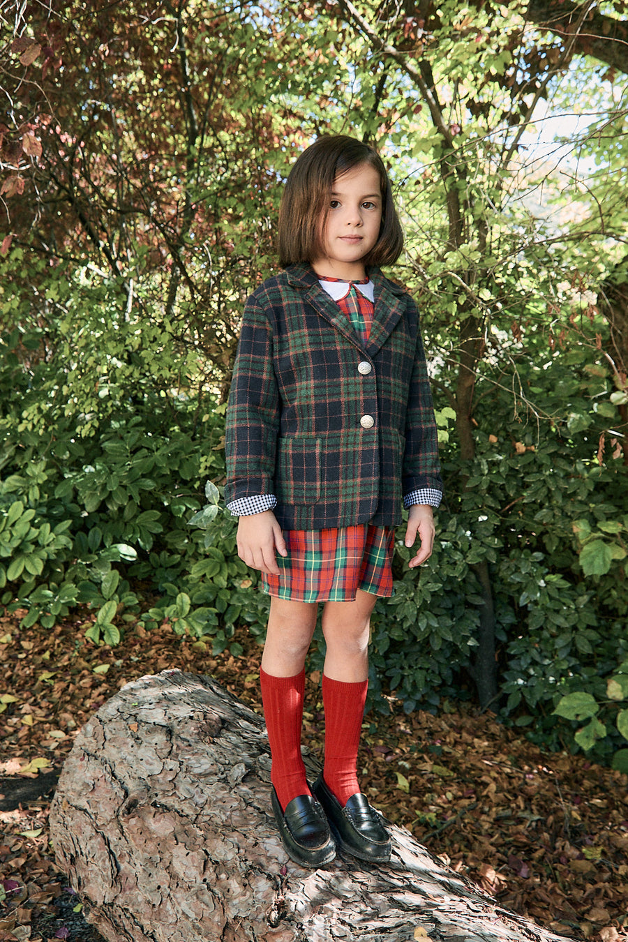 Blazer Niña Cuadros Azul