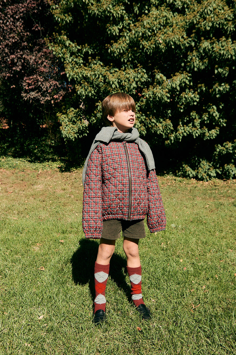 Bomber Niño Cuadros Rojos