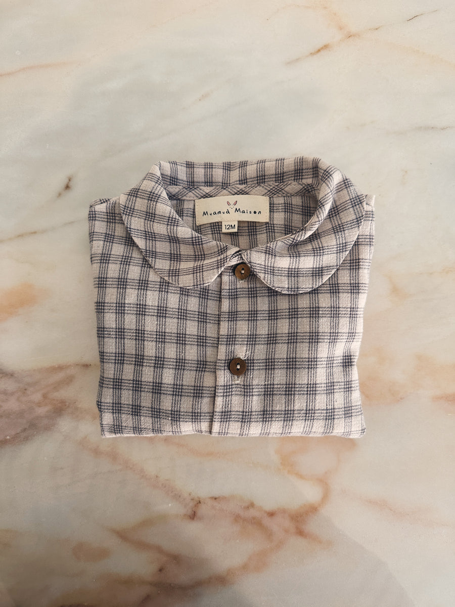 Camisa Bebé Cuadros Beige