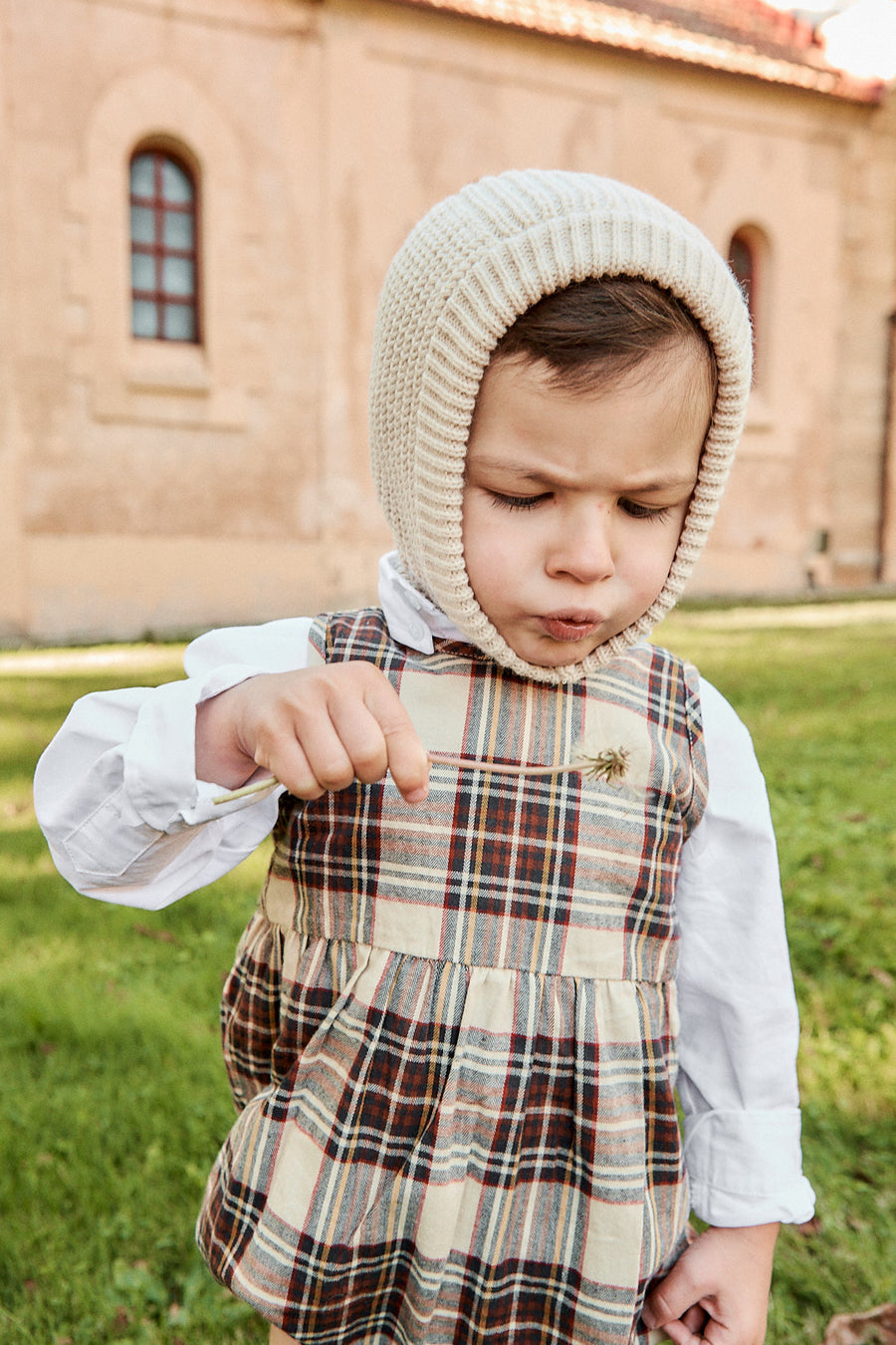 Peto Bebé Vintage Escocés Viyela Marrón