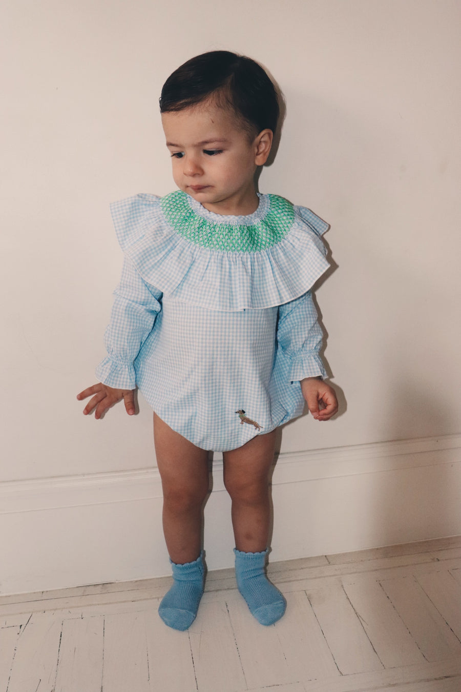 Ranita Smock Vichy Azul Bebé