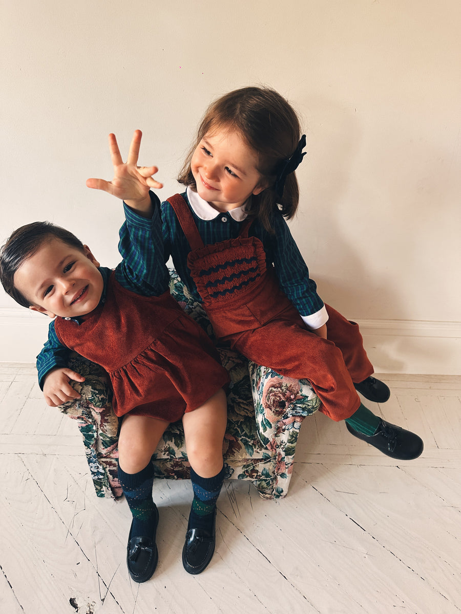 Polera Escocés Popelín Azul