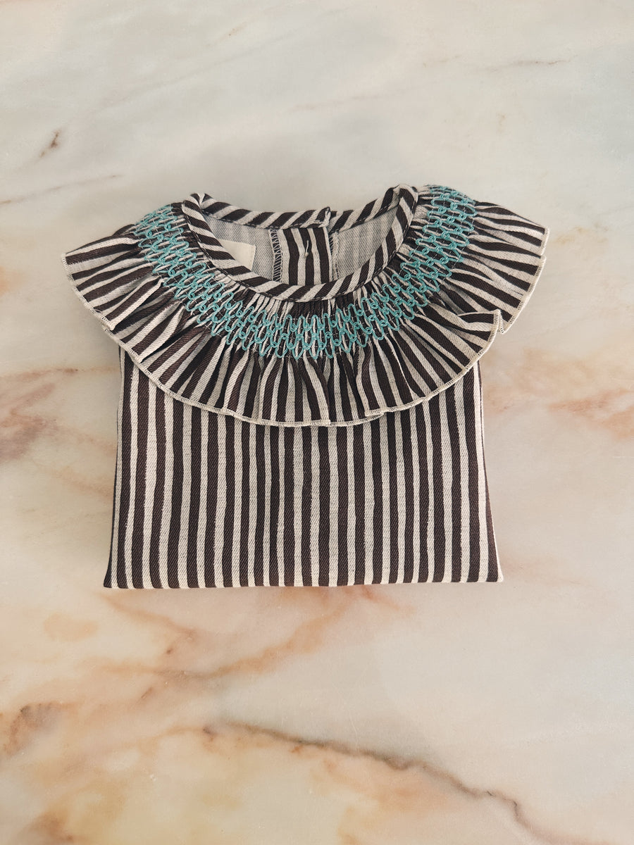 Blusa Smock Rayas Chocolate