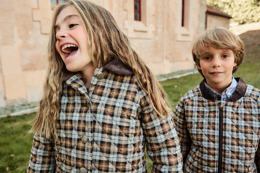 Abrigo Niña Acolchado Gris