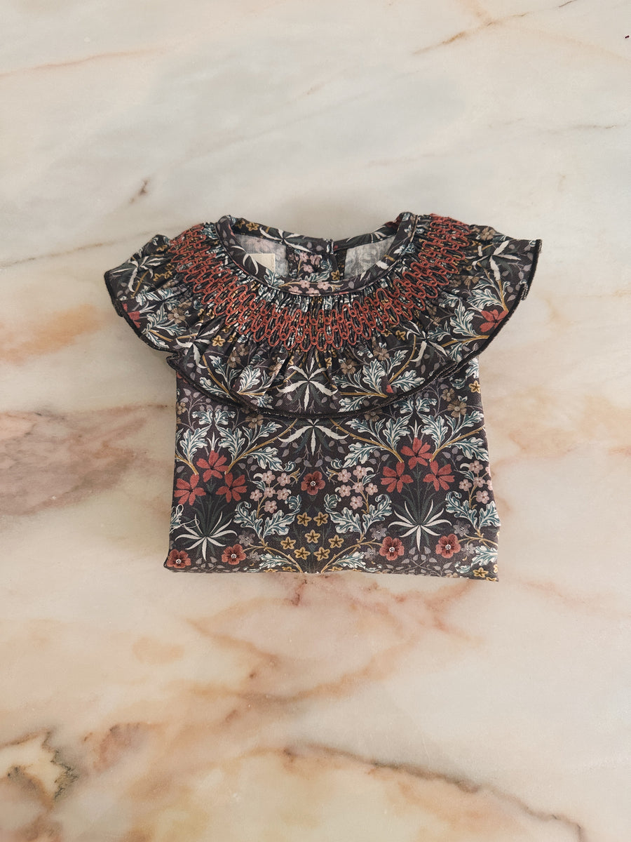 Blusa Smock Flores Chocolate