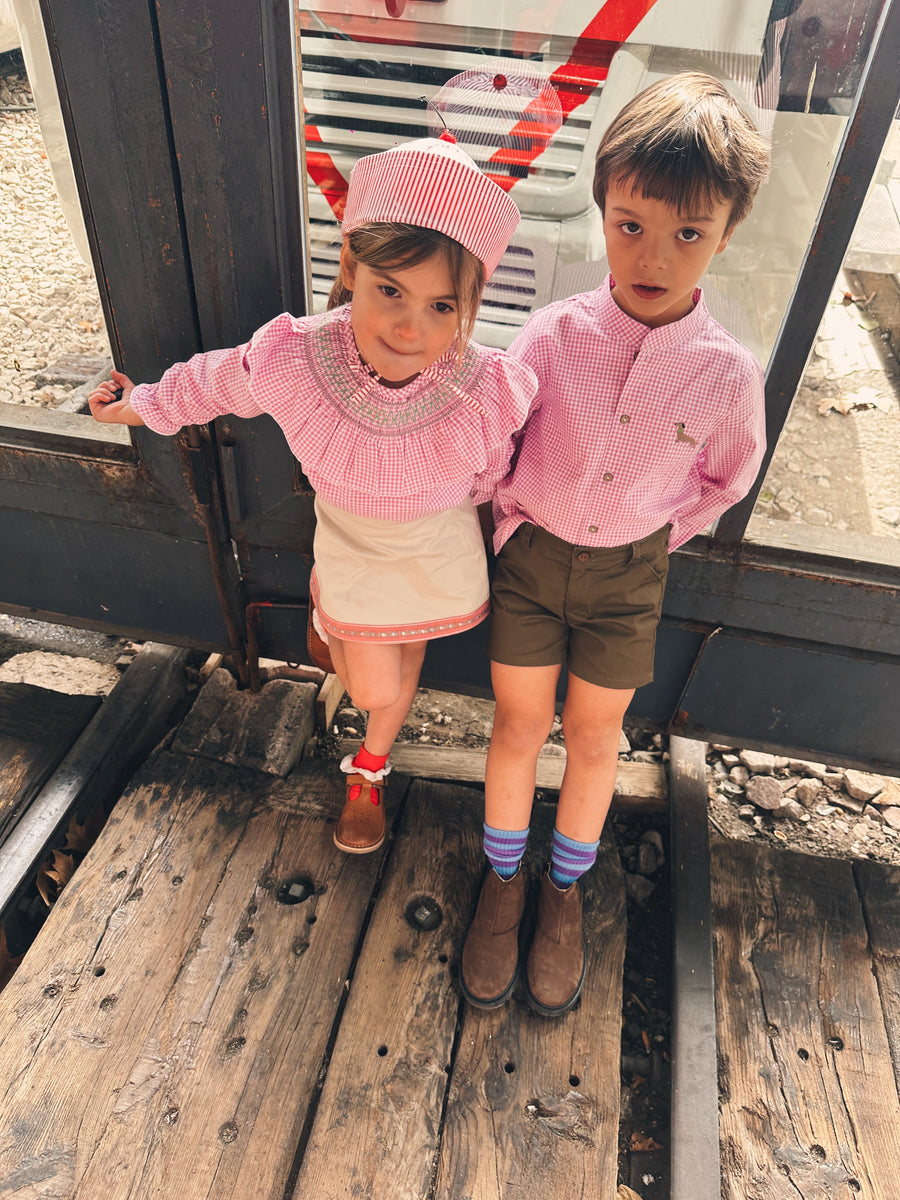 Gabardina Niña Beige y Rosita
