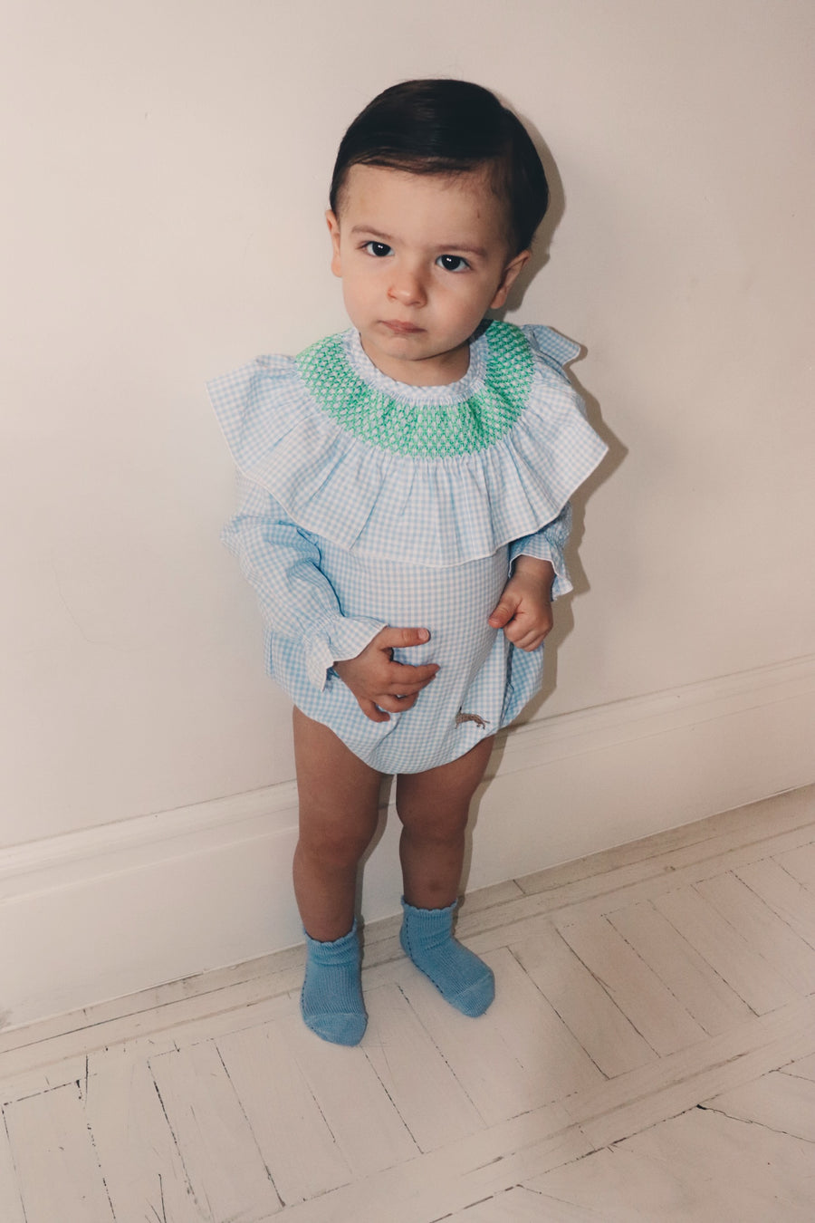 Ranita Smock Vichy Azul Bebé